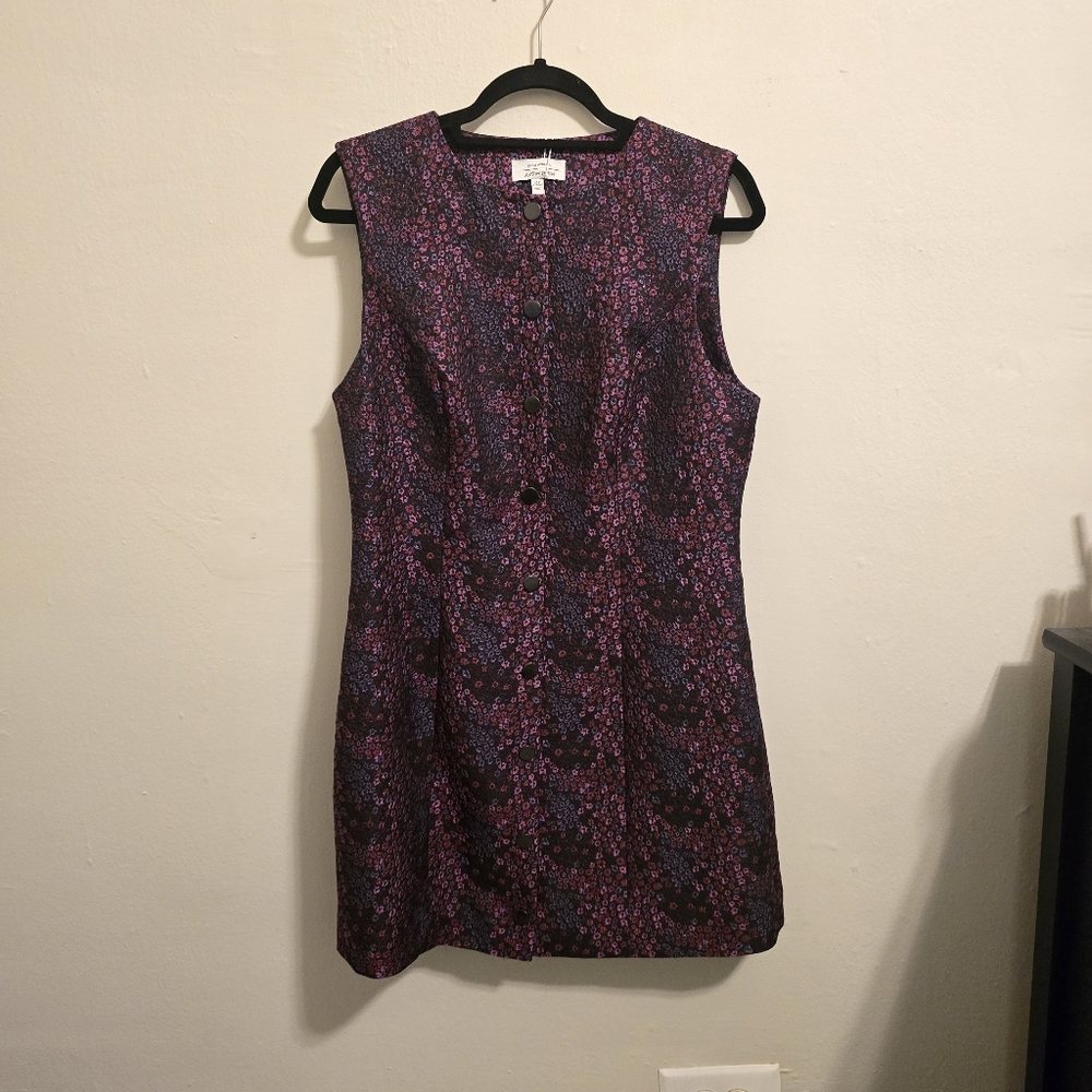 & Other Stories Purple Floral Sleeveless Button-up Dress